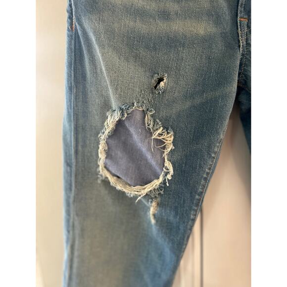 Polo Ralph Lauren Astor Boyfriend Distressed Patchwork Light Wash Straight Jeans - Picture 2 of 7